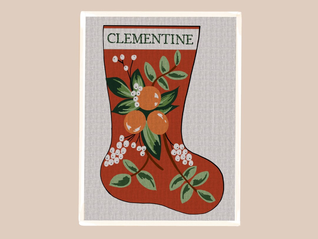 Clementine Needlepoint Christmas Stocking Kit, Modern Personalized Design - Etsy | Etsy (US)