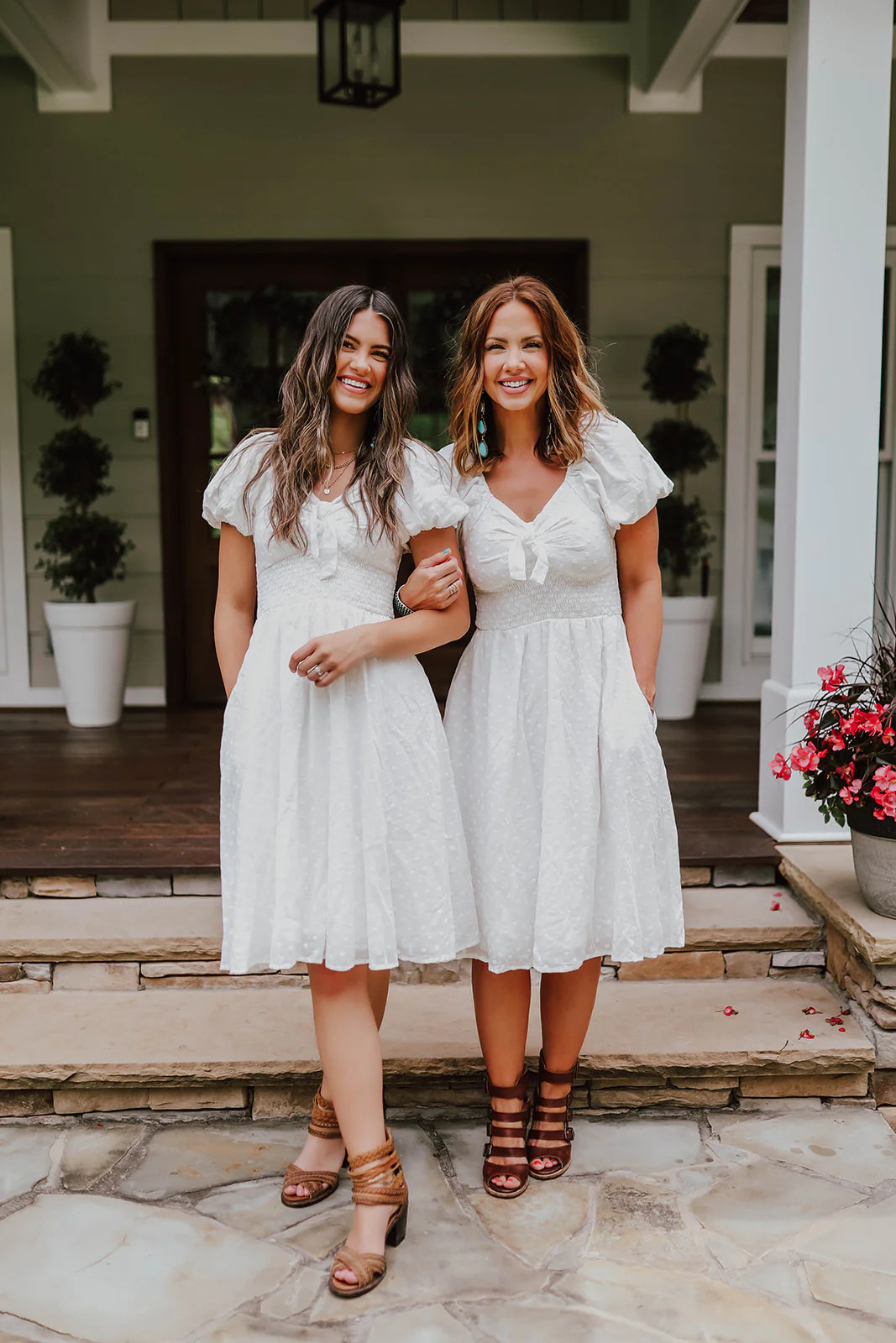 THE BETSY TIE FRONT EMBROIDERED DRESS IN WHITE BY PINK DESERT | Pink Desert