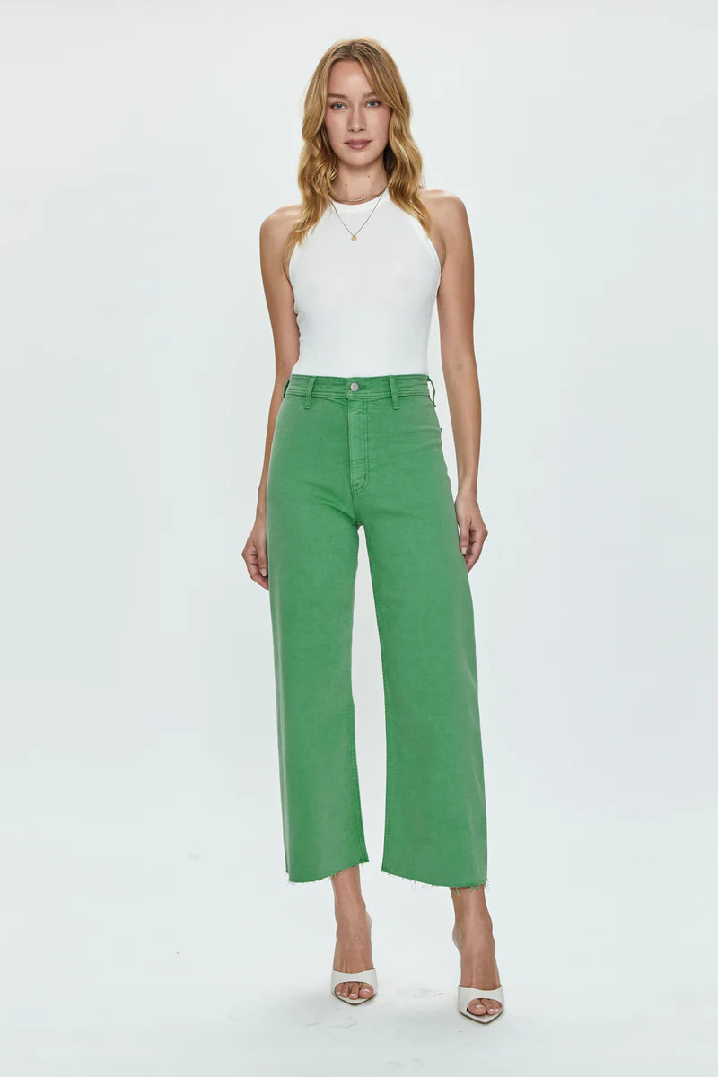 Penny High Rise Wide Leg Crop Jean -  Avocado | Pistola Denim