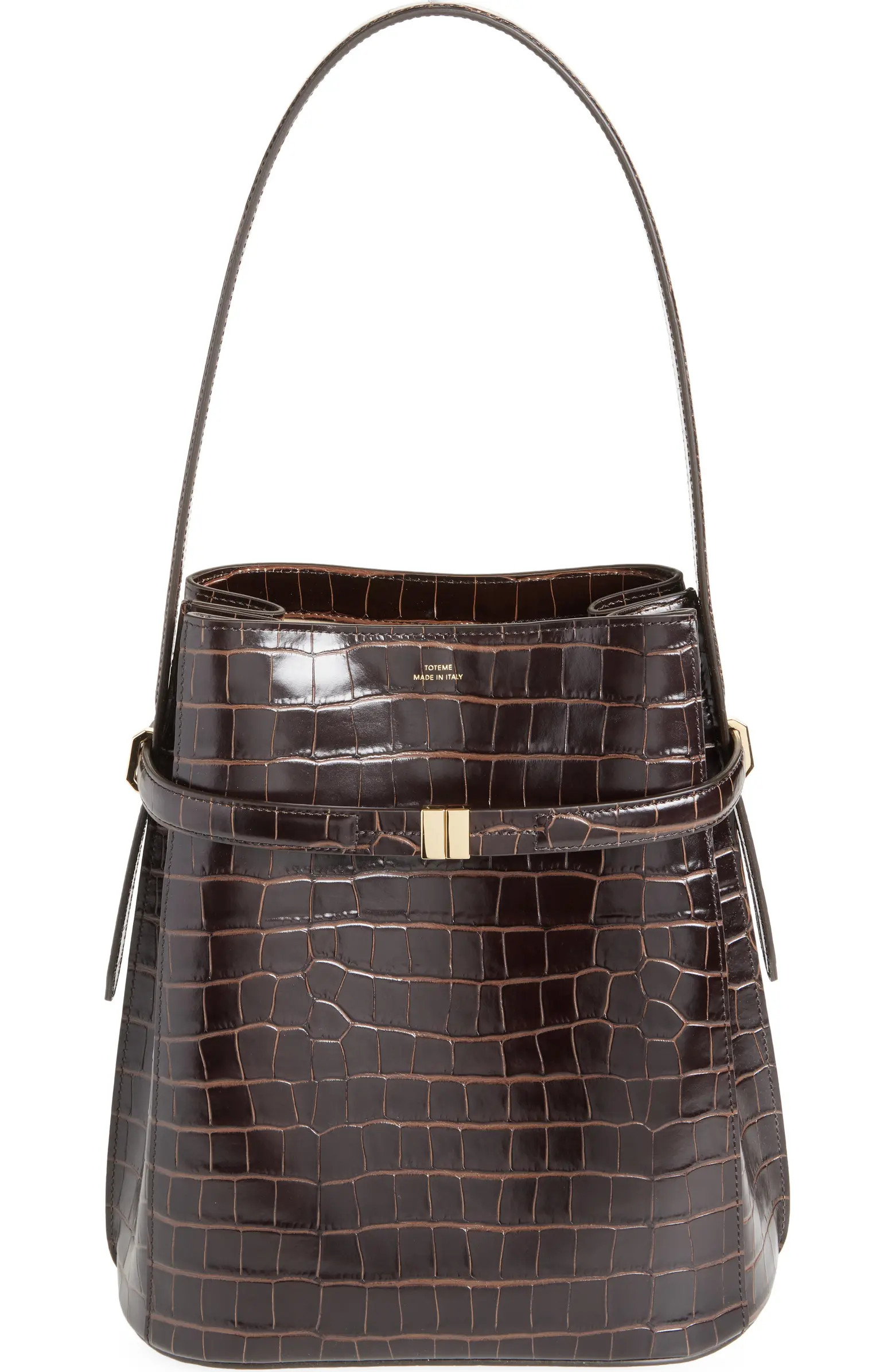 TOTEME Belted Croc Embossed Leather Bucket Bag | Nordstrom | Nordstrom