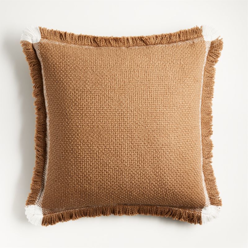 Weekend Camel Brown Organic Cotton Stripe 23"x23" Throw Pillowwith Feather Insert | Crate & Barre... | Crate & Barrel