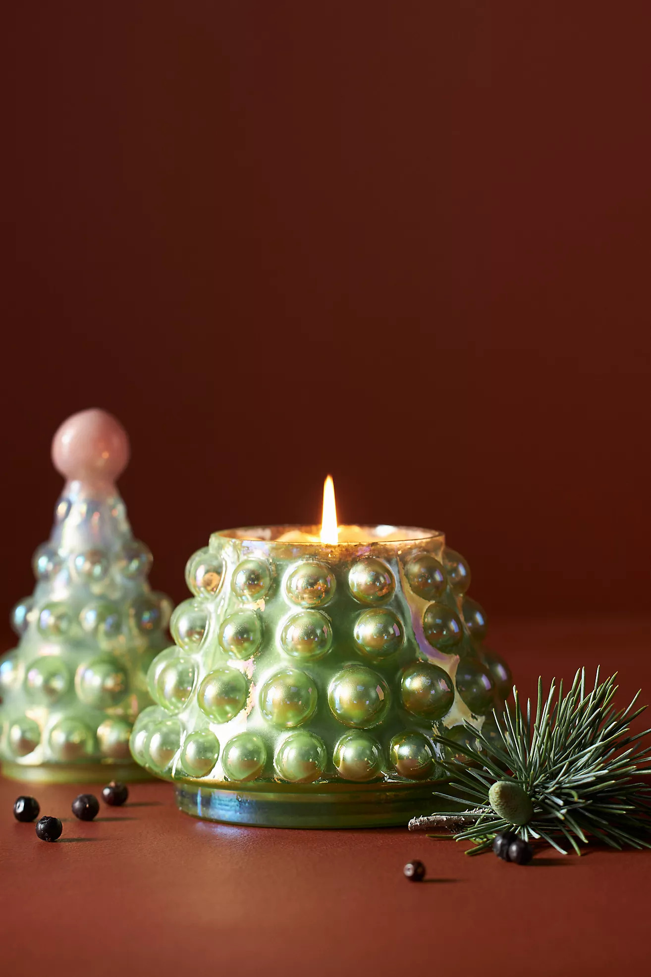 Hallorm Woody Fresh Balsam & Cedarwood Glass Tree Candle | Anthropologie (US)