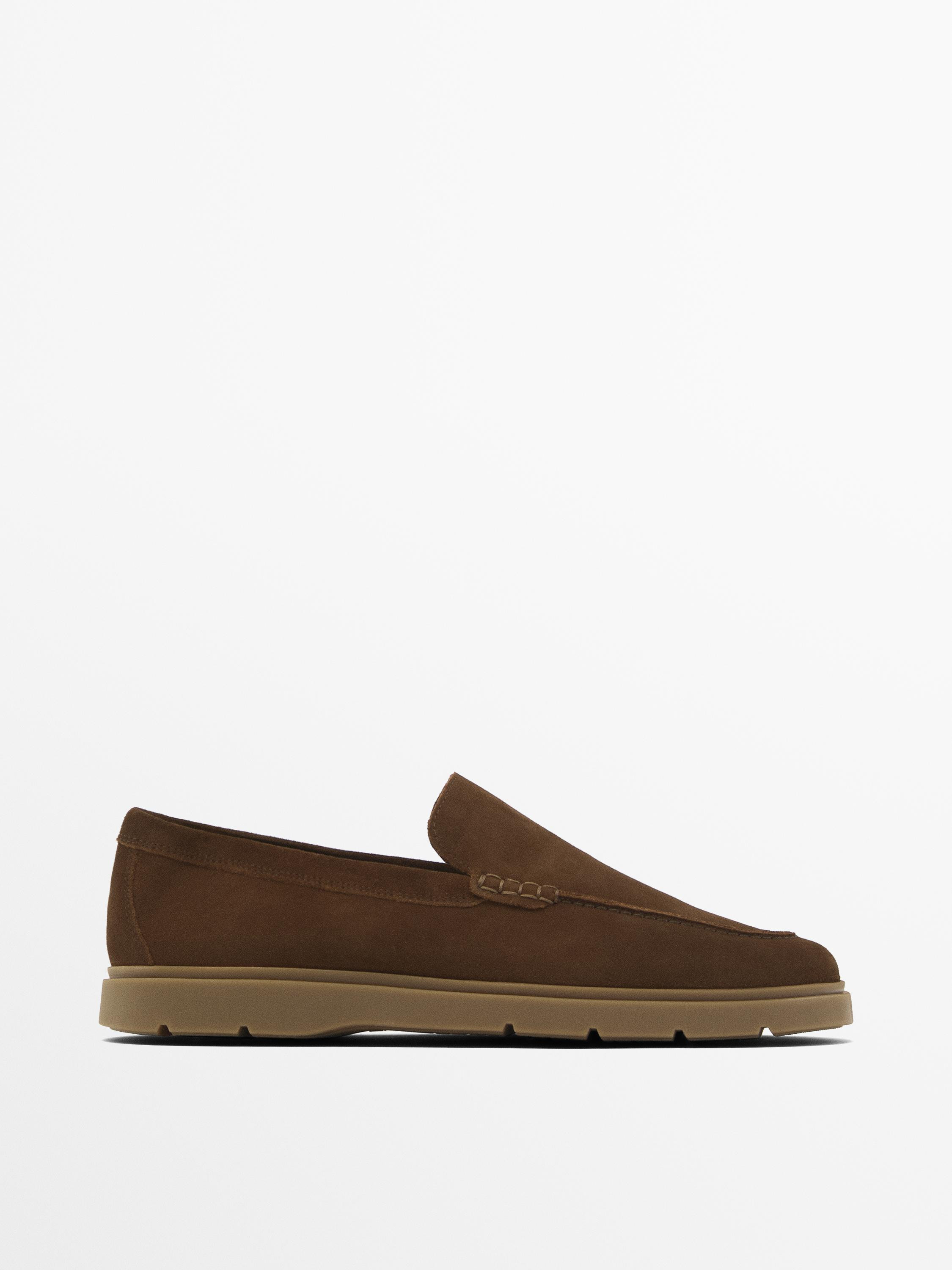 Split suede leather loafers | Massimo Dutti UK
