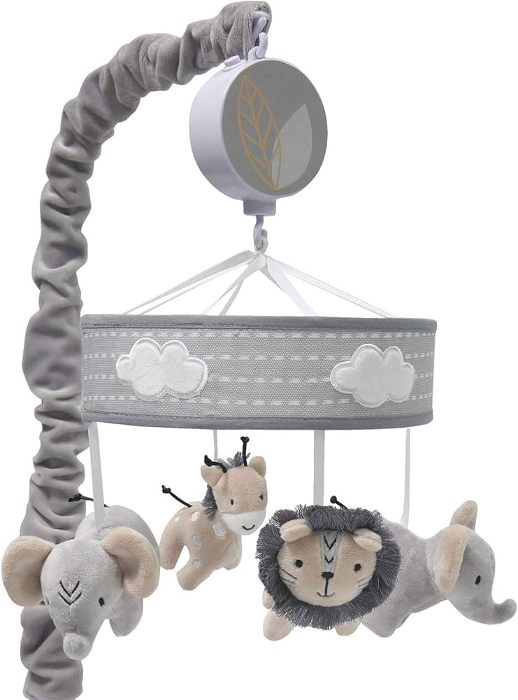 Lambs & Ivy Jungle Safari Musical Baby Crib Mobile - Gray, Beige, White, Animals | Amazon (US)