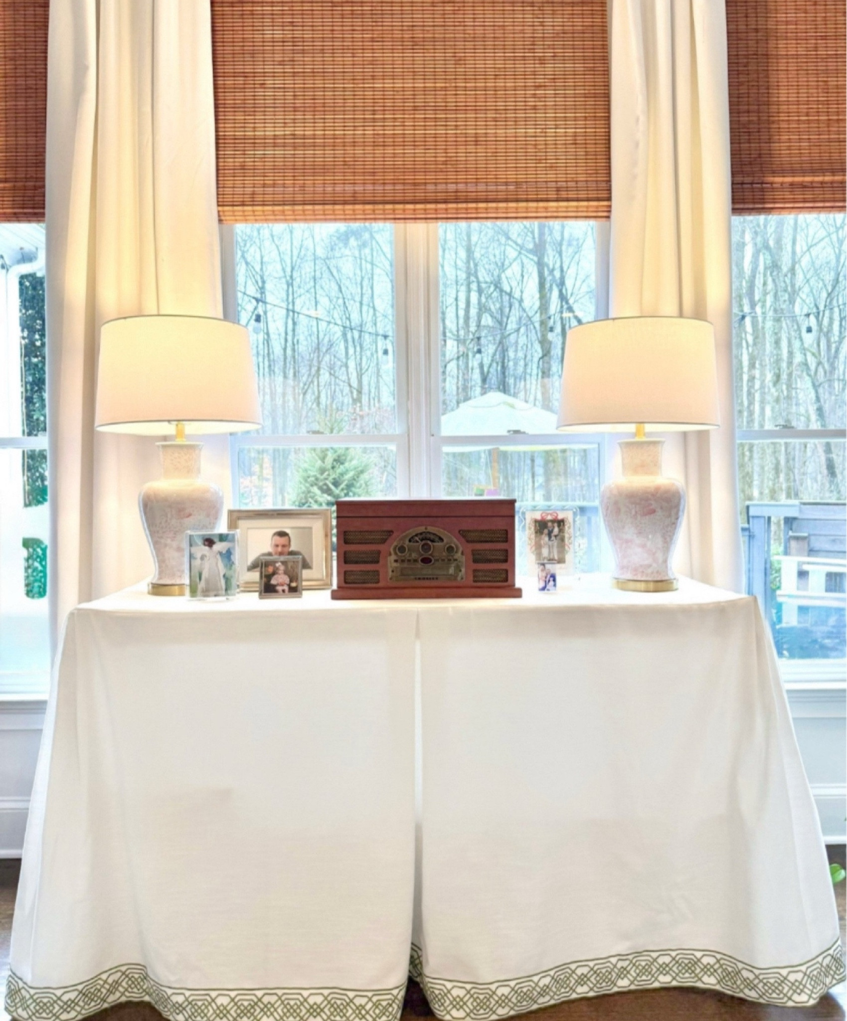 I love this custom console cover I found on Etsy! I messaged the seller and he was able to make the cover in the exact dimensions of the table we had. The material is great quality in person, the trim is nice and thick! Love it! ￼

#LTKSeasonal #LTKHome