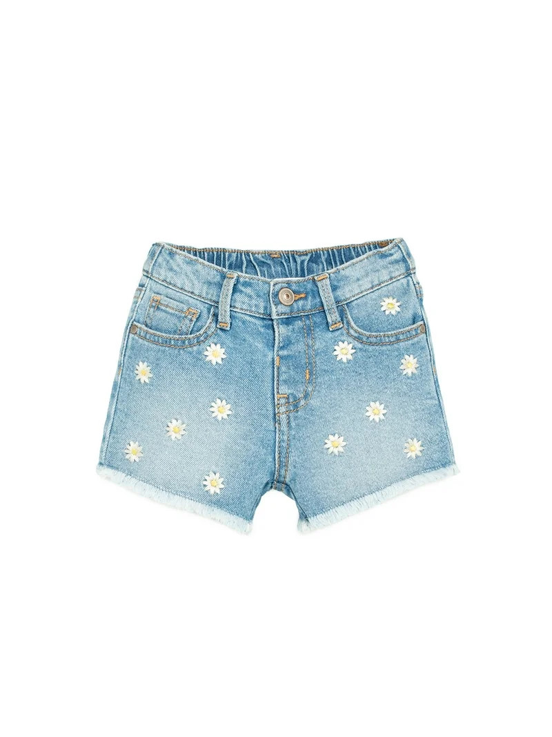Wonder Nation Toddler Girl Embroidered Denim Short, Sizes 12M-5T | Walmart (US)