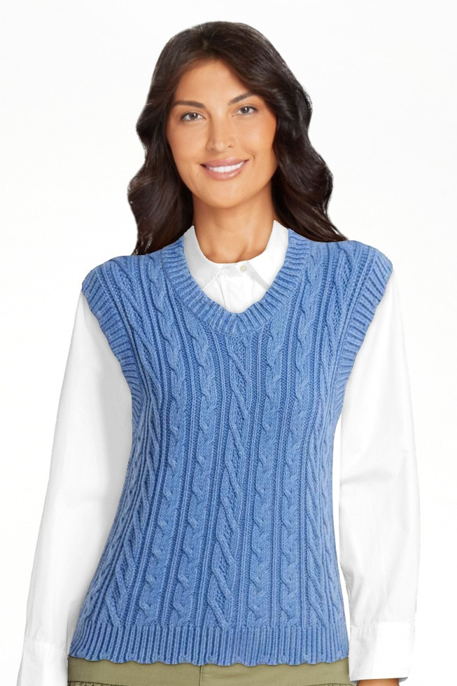 Free Assembly Women's Scalloped Cable Knit Cotton Vest, Sizes XS-XXL | Walmart (US)