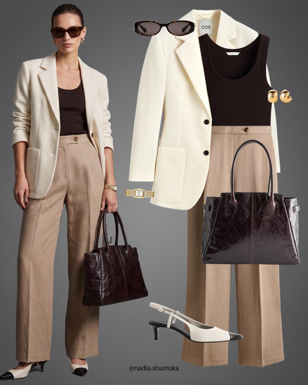 Effortless office elegance ✨ Elevating the classic corporate look with a structured cream blazer, tailored wide-leg trousers, and timeless black accents. Perfect for meetings, desk-to-dinner days, and feeling instantly put together. #LTKworkwear #officeoutfit #workwearstyle #corporatechic #officelook 

 