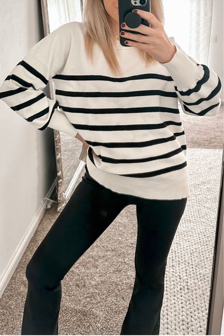 Stripe sweater 
Sweater 
Amazon Fashion 
Amazon finds
Flare pants
Flare leggings 
#ltku

#LTKFind #LTKunder50 #LTKSeasonal