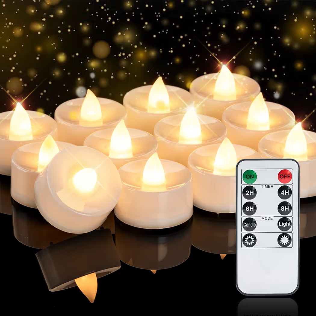 Homemory 12pcs Flameless LED Tea Lights with Remote & Timer, 400+Hours Realistic Flickering Battery Candles for Seasonal, Tabletop, and Centerpieces Decor | Amazon (US)