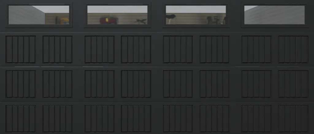 Wayne Dalton Classic Steel Model 8500 16-ft x 7-ft 16.22 R-Value Insulated Black Double Garage Door with Windows one_size | 8500SNMABLCLRIII167 | Lowe's