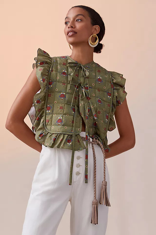Caron Callahan Quilted Ruffle Vest | Anthropologie (US)