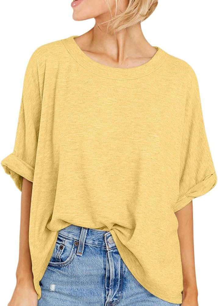 Women Oversized T-Shirt Summer Casual Short Sleeve Loose Tee Tops | Amazon (US)
