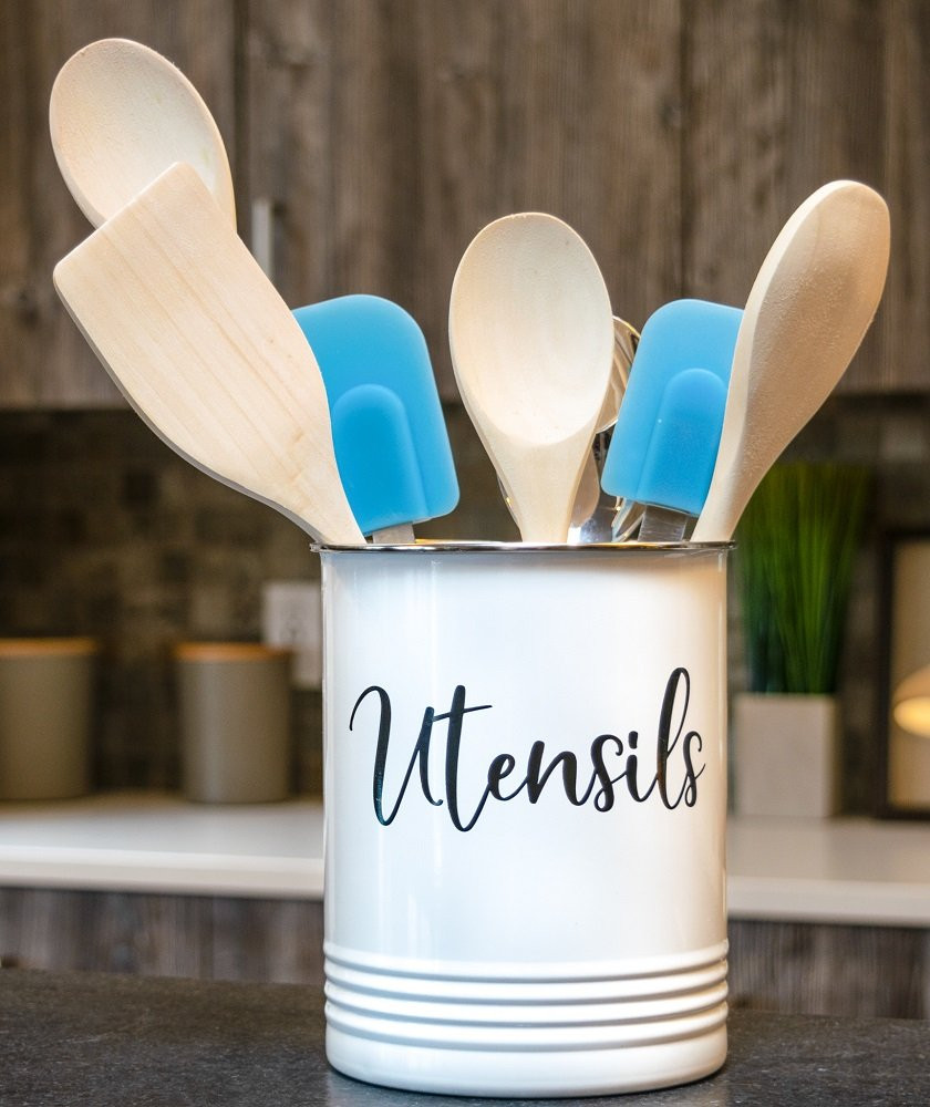 Kitchen Utensil Holder-Farmhouse Kitchen Decor-Large White Utensil Crock-Vintage Organizer-Kitche... | Amazon (US)