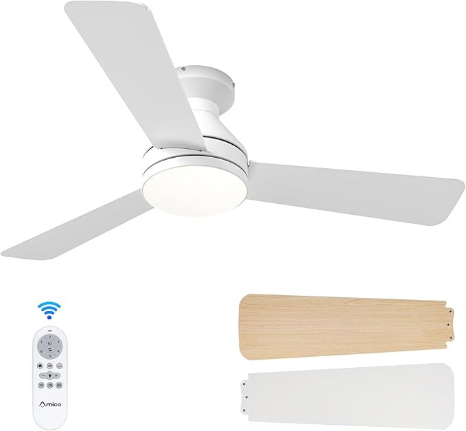Amico Ceiling Fans with Lights, 42 inch Low Profile Ceiling Fan with Light and Remote Control, Fl... | Amazon (US)