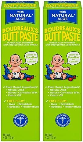 Amazon.com: Boudreaux's Butt Paste With Natural Aloe Diaper Rash Ointment, 4 Oz, 2 Pack : Baby | Amazon (US)