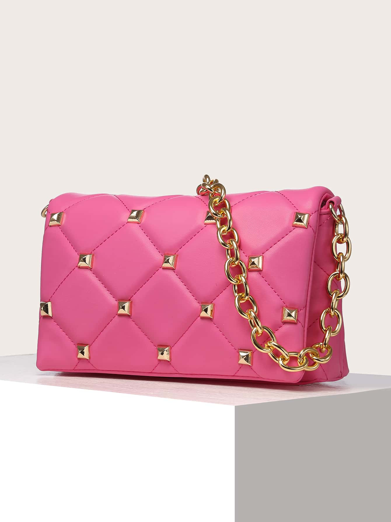 Quilted Studded Decor Flap Square Bag | SHEIN