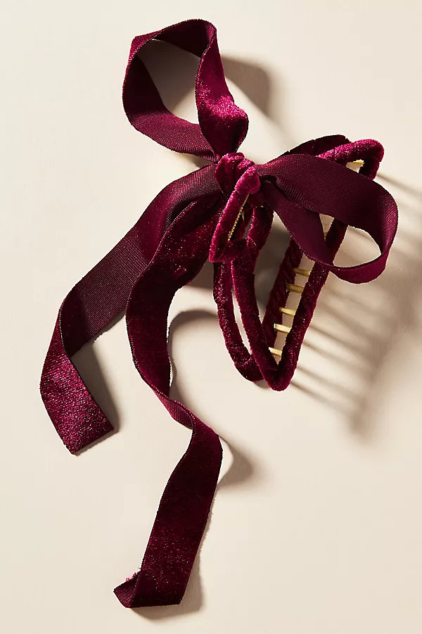 Velvet Bow Ribbon Hair Claw Clip | Anthropologie (US)
