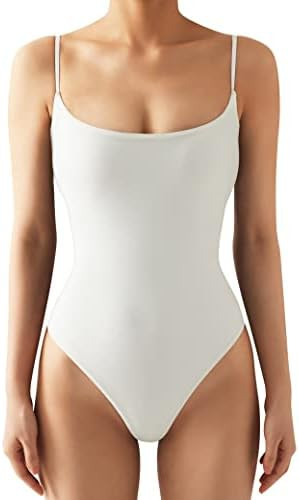 Women Sexy Square Neck Thong Bodysuit Backless Cami Bodysuit Top | Amazon (US)