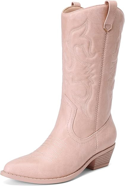 DREAM PAIRS Women's Cowboy Boots Pull On Cowgirl Boots Mid Calf Western Boots, Available in Regul... | Amazon (US)