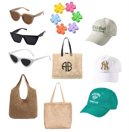 Vacation packing must haves - baseball hats, sunglasses, straw/rafia totes, flower hair clips 

#LTKunder100 #LTKSeasonal #LTKunder50