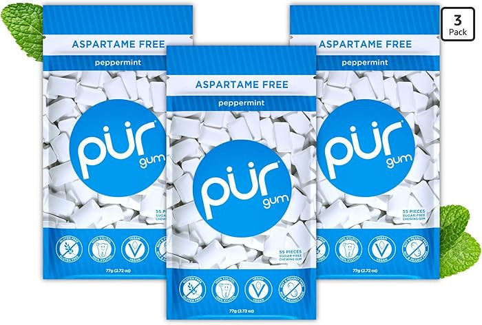 PUR Gum | Aspartame Free Chewing Gum | 100% Xylitol | Natural Peppermint Flavored Gum, 55 Pieces ... | Amazon (US)