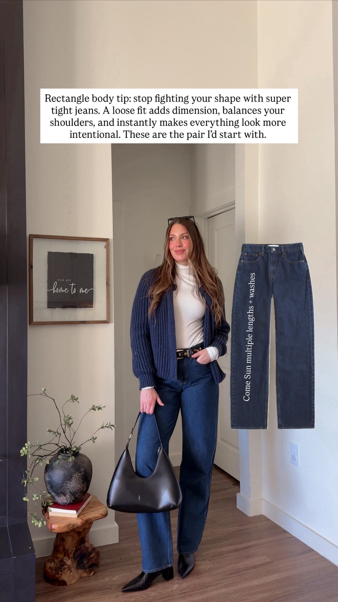 Rectangle body types - skinny jeans don’t flatter! Try loose fit instead! I wear a 27 tall or extra tall!