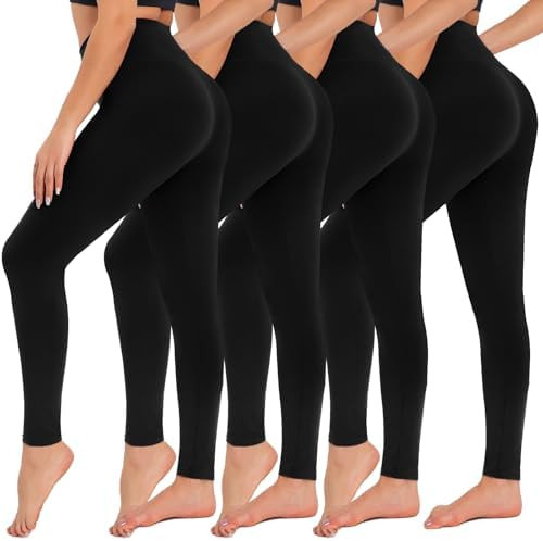 CAMPSNAIL 4 Pack Leggings for Women - High Waisted Tummy Control Yoga Pants for Workout Gym Black... | Amazon (US)