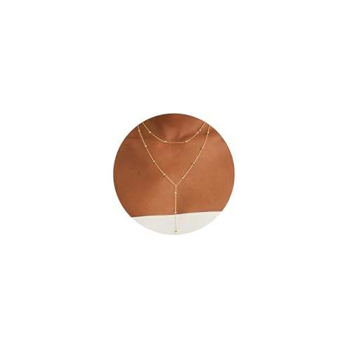 CHESKY Lariat Necklace for Women,14k Gold Plated Layered Beads Necklaces | Amazon (US)