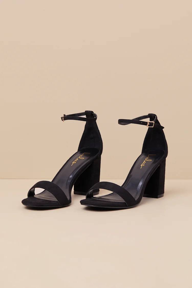 Arylee Black Suede Ankle Strap Heels | Lulus