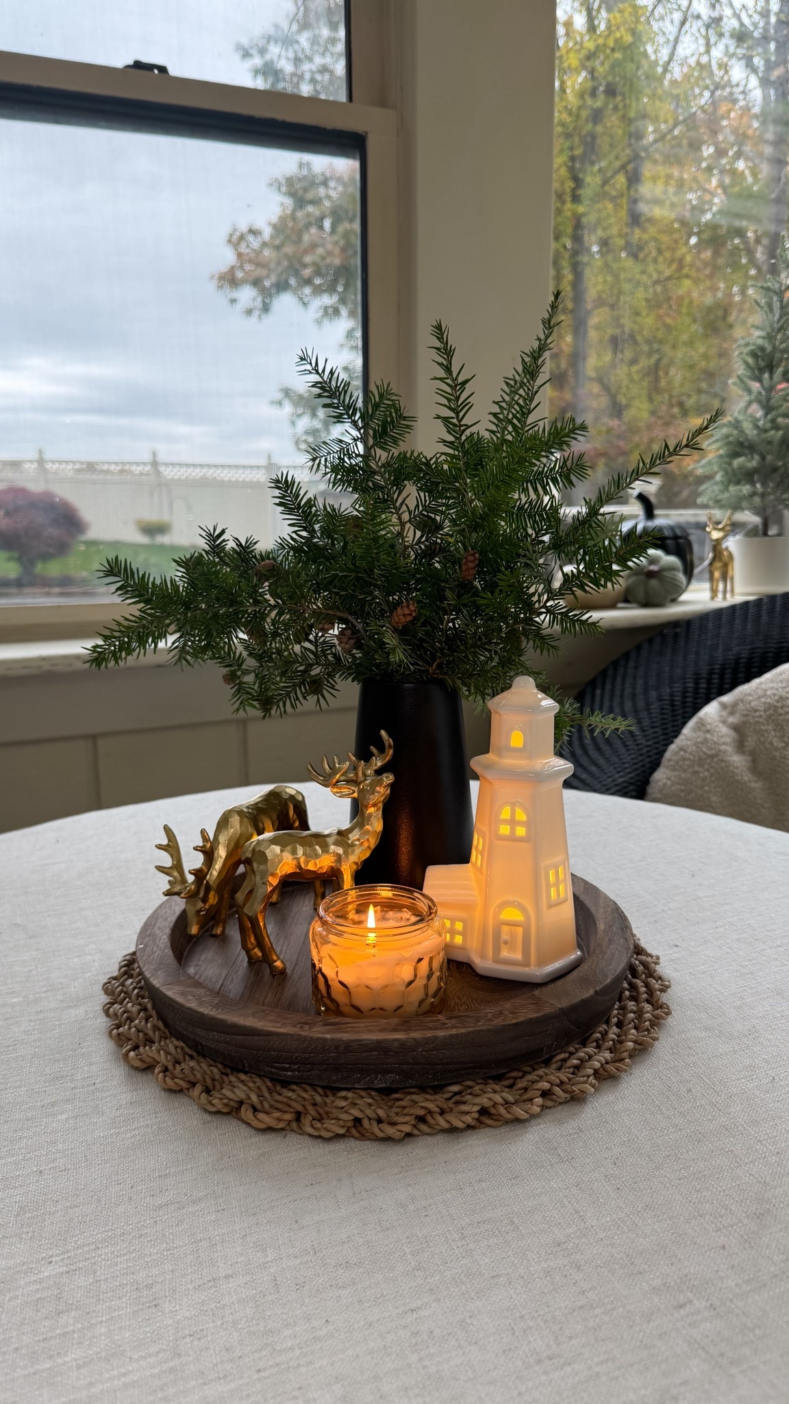 My cutie little Christmas table decor for now :))) 

Everything is from Amazon (minus the real pine tree branches lol) 

Christmas, decor, holiday, boho, coastal, cottage, deer, reindeer, candle, beachy, aesthetic, holiday, pine, Amazon finds, home decor



#LTKHoliday #LTKSeasonal #LTKHome