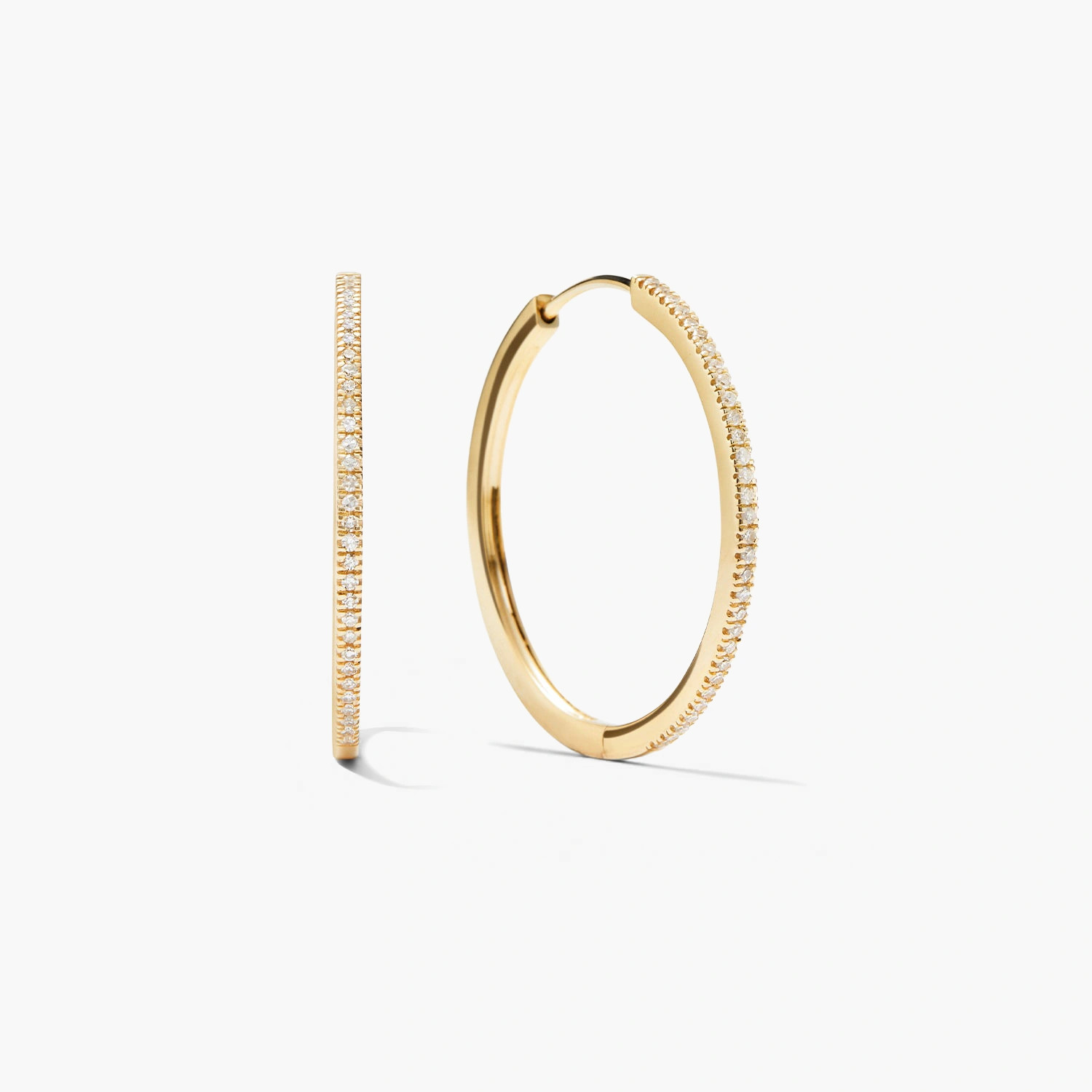 Pavé Diamond Large Hoops | Mejuri Fine Crew