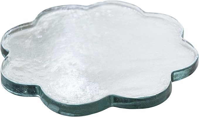 Creative Co-Op Round Pressed Glass Scalloped Cheese and Serving Board, Clear | Amazon (US)