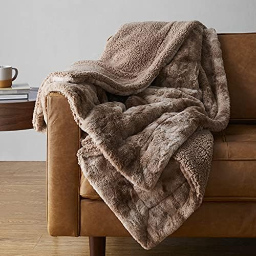 Amazon Basics Fuzzy Faux Fur Sherpa Throw Blanket, 60"x70" - Brown Tie Dye | Amazon (US)
