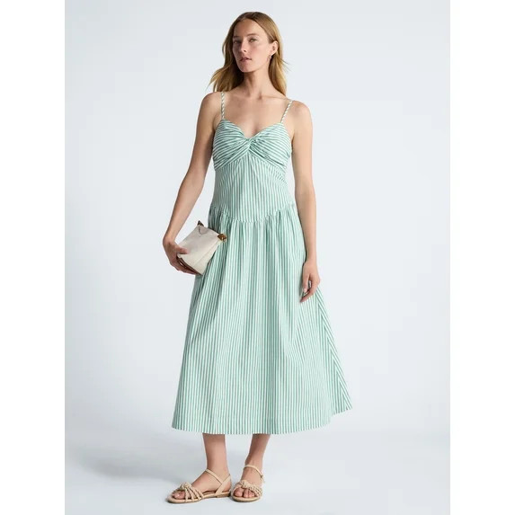 Free Assembly Women's Twist Front Sleeveless Maxi Dress with Drop Waist, Sizes XS-XXL | Walmart (US)