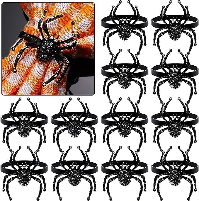 Halloween Napkin Spide Ring Alloy Napkin Holder Spider Design for Thanksgiving Party Home Kitchen... | Amazon (US)