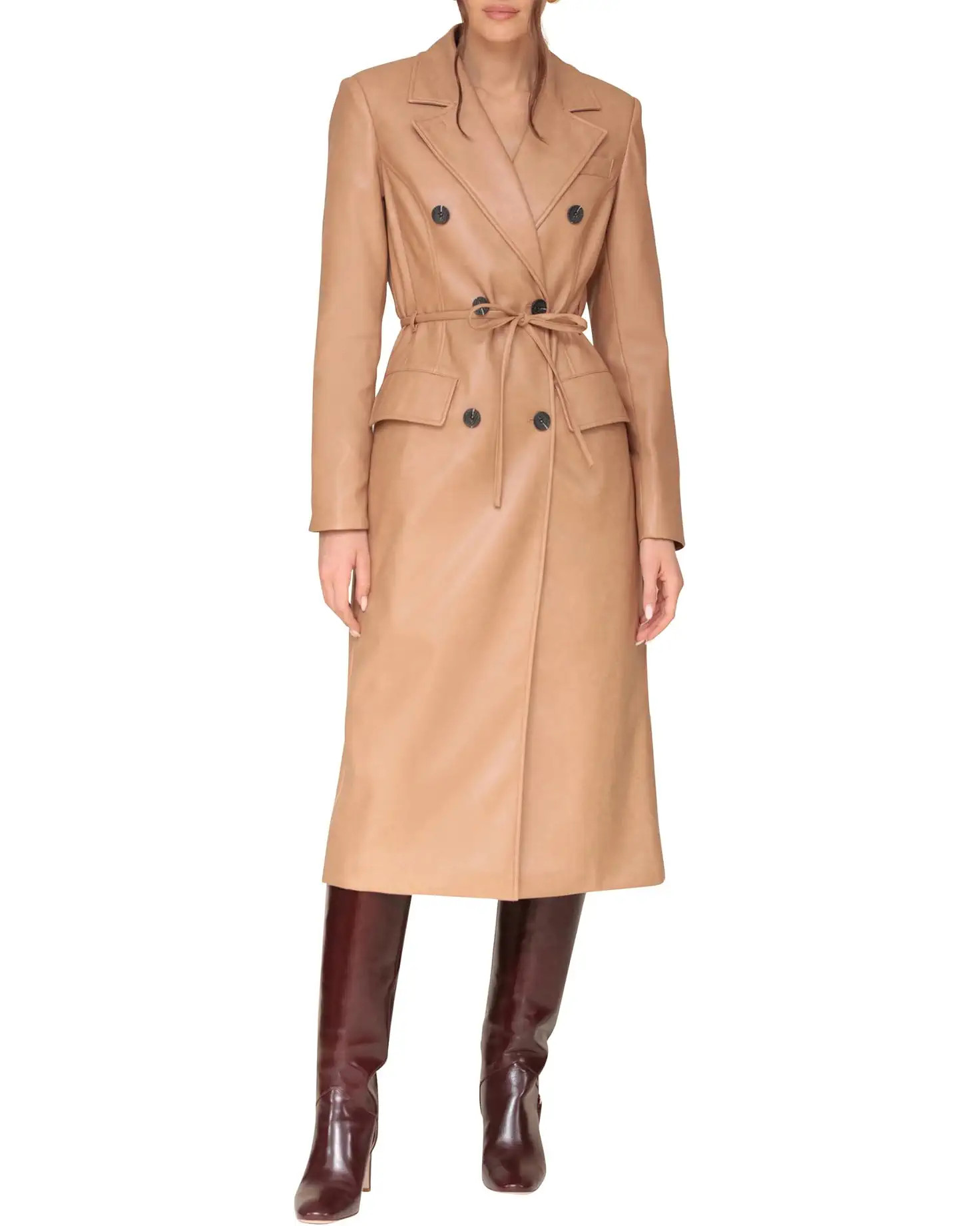 Belted Faux Leather Coat | Zappos