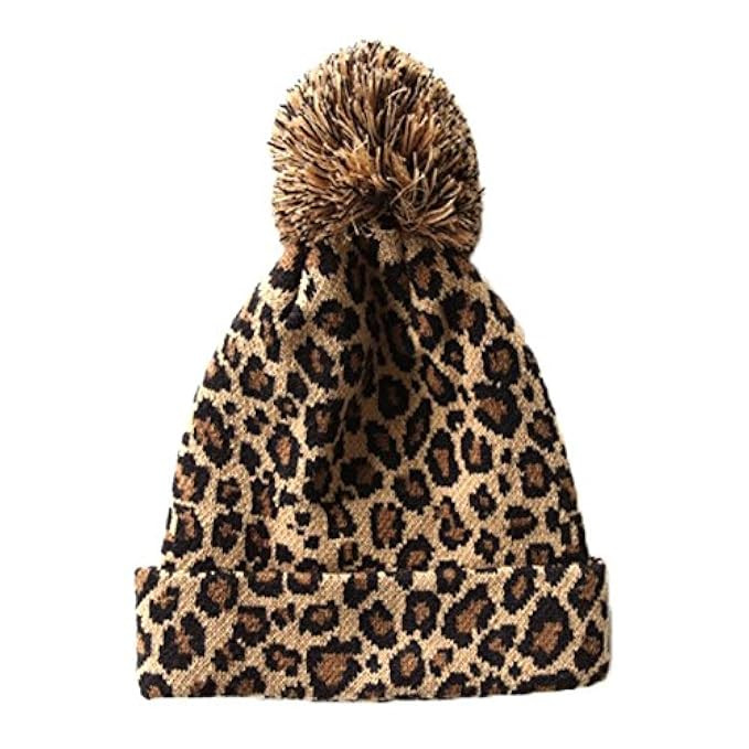 R LivE Sexy Leopard Knitted Beanie Hat Women Girls Caps | Amazon (US)