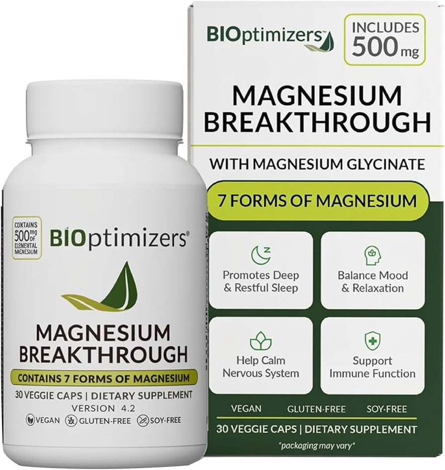 BIOptimizers Magnesium Breakthrough Supplement with 500mg - 7 Forms of Magnesium: Glycinate, Mala... | Amazon (US)