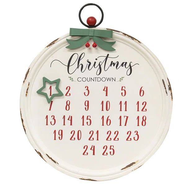 Distressed Christmas Bulb Countdown Calendar W/Star Magnet | Wayfair North America