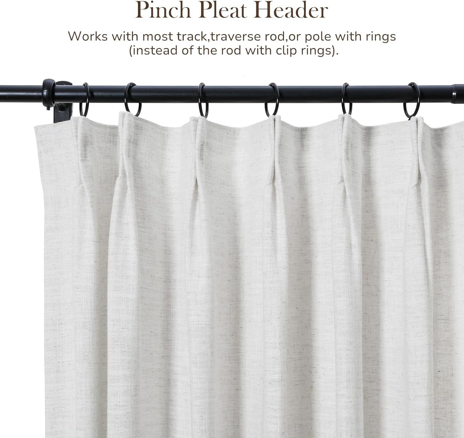 TWOPAGES 52 W x 96 L inch Pinch Pleat Unlined Darkening Drape Faux Linen Curtain Drapery Panel fo... | Amazon (US)