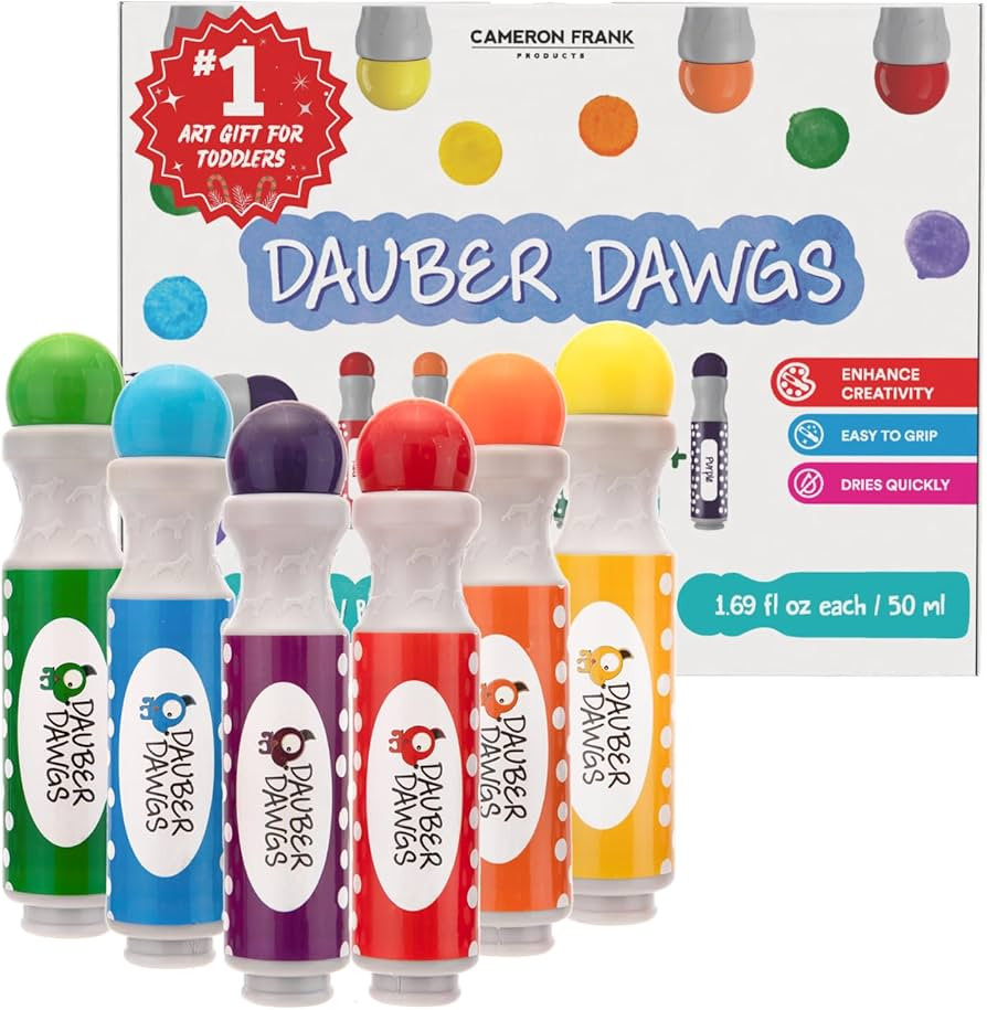 Dauber Dawgs Washable Dot Markers for Toddlers 1-3 - Bingo Markers for Dot Art w/ PDF Activity Bo... | Amazon (US)