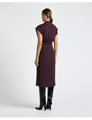 PLUM POLKA DOT COLLARED MIDI DRESS | David Jones (Australia & New Zealand)