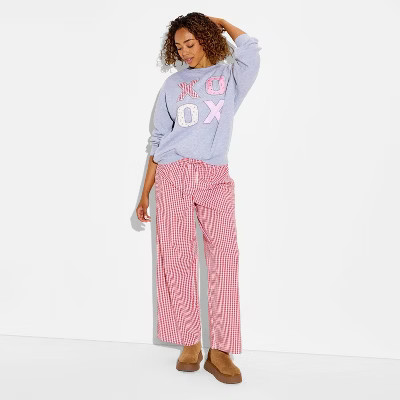 Women's Gingham Boxer Graphic Pull-On Pants - Cherry Red | Target