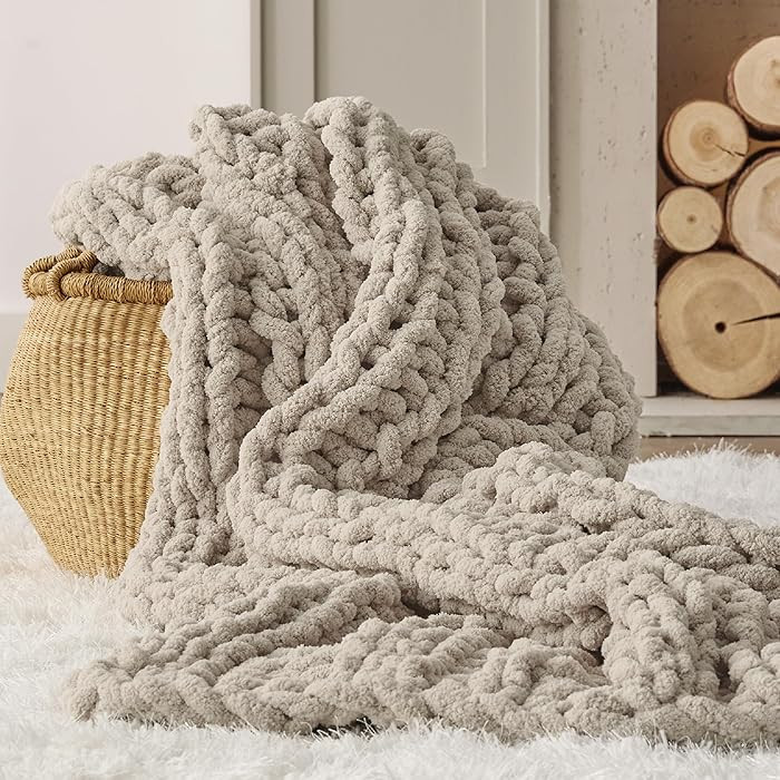 Bedsure Chunky Knit Throw Blanket for Couch - 100% Hand Knitted, 5.06 lbs GentleSoft Blanket with... | Amazon (US)