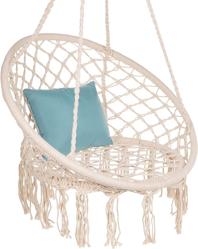 Best Choice Products Handwoven Cotton Macramé Hammock Hanging Chair Swing for Indoor & Outdoor U... | Amazon (US)