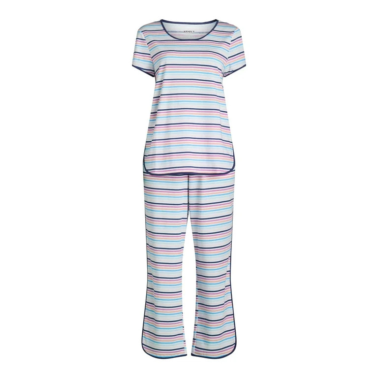 Joyspun Women's Sleep Tee and Pants Pajama Set, 2-Piece, Sizes XS-3X | Walmart (US)