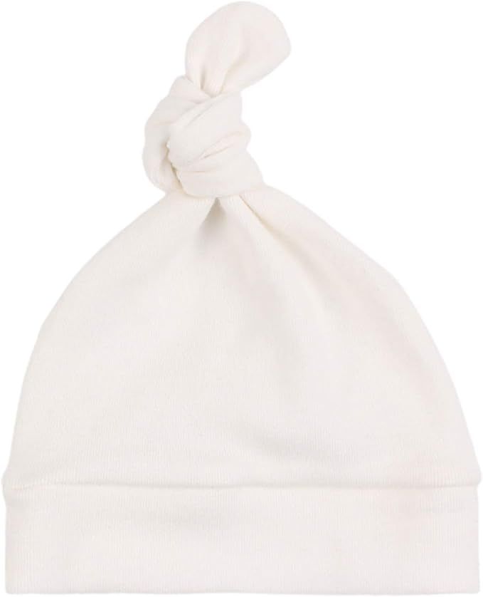JANGANNSA Newborn Baby Hat Infant Baby Boys Beanie Top Knot Stretchy Hats for Girls 100% Organic ... | Amazon (US)