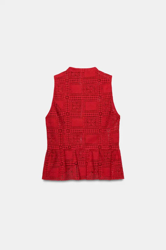 GUIPURE LACE TOP WITH FIREMAN CLASPS | Zara US