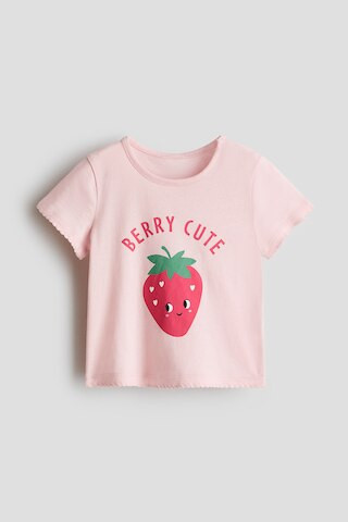 H & M - Printed Cotton Top - Light Pink/Berry Cute | H&M (US + CA)